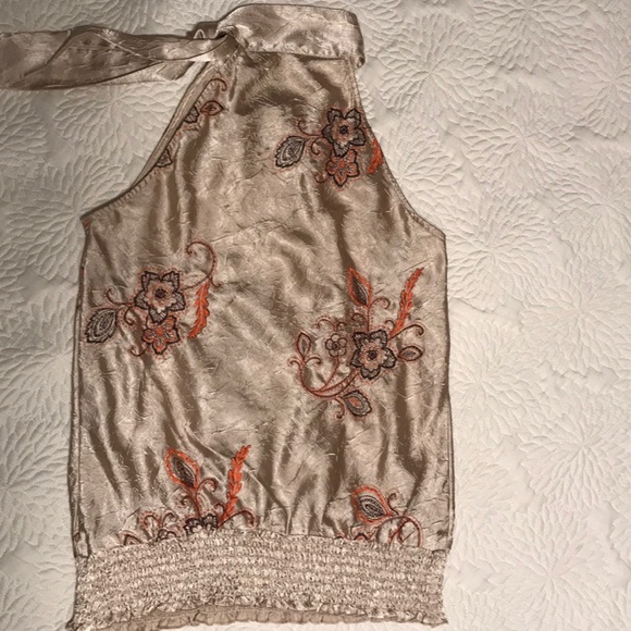 Crushed Embroidered Choker Top🧡 - Picture 2 of 8